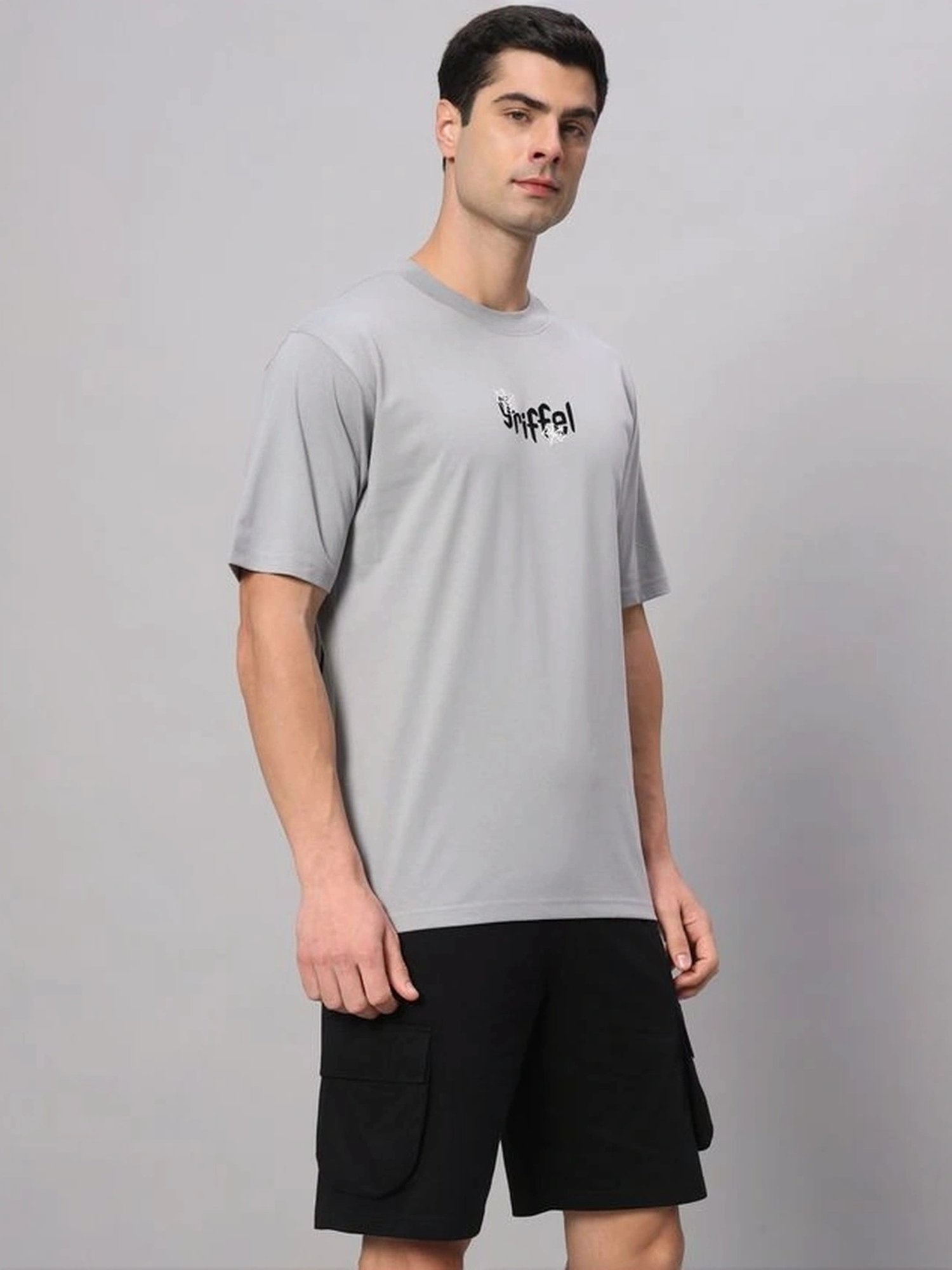 Griffel Grey Cotton Loose Fit Printed Co-Ord Set