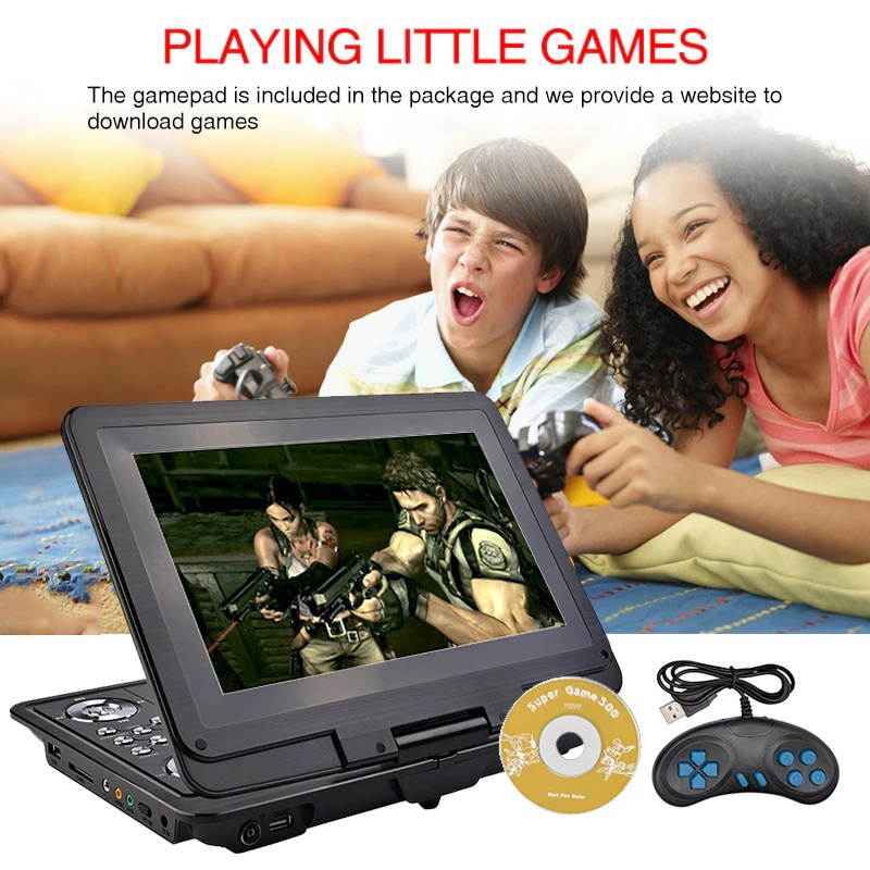 DVD Player 13 inch HD Portable Mobile Digital Multimedia Player TV EVD Radio SD Card U Disk MPEG MPEG4 VCD Play Game DVD Player