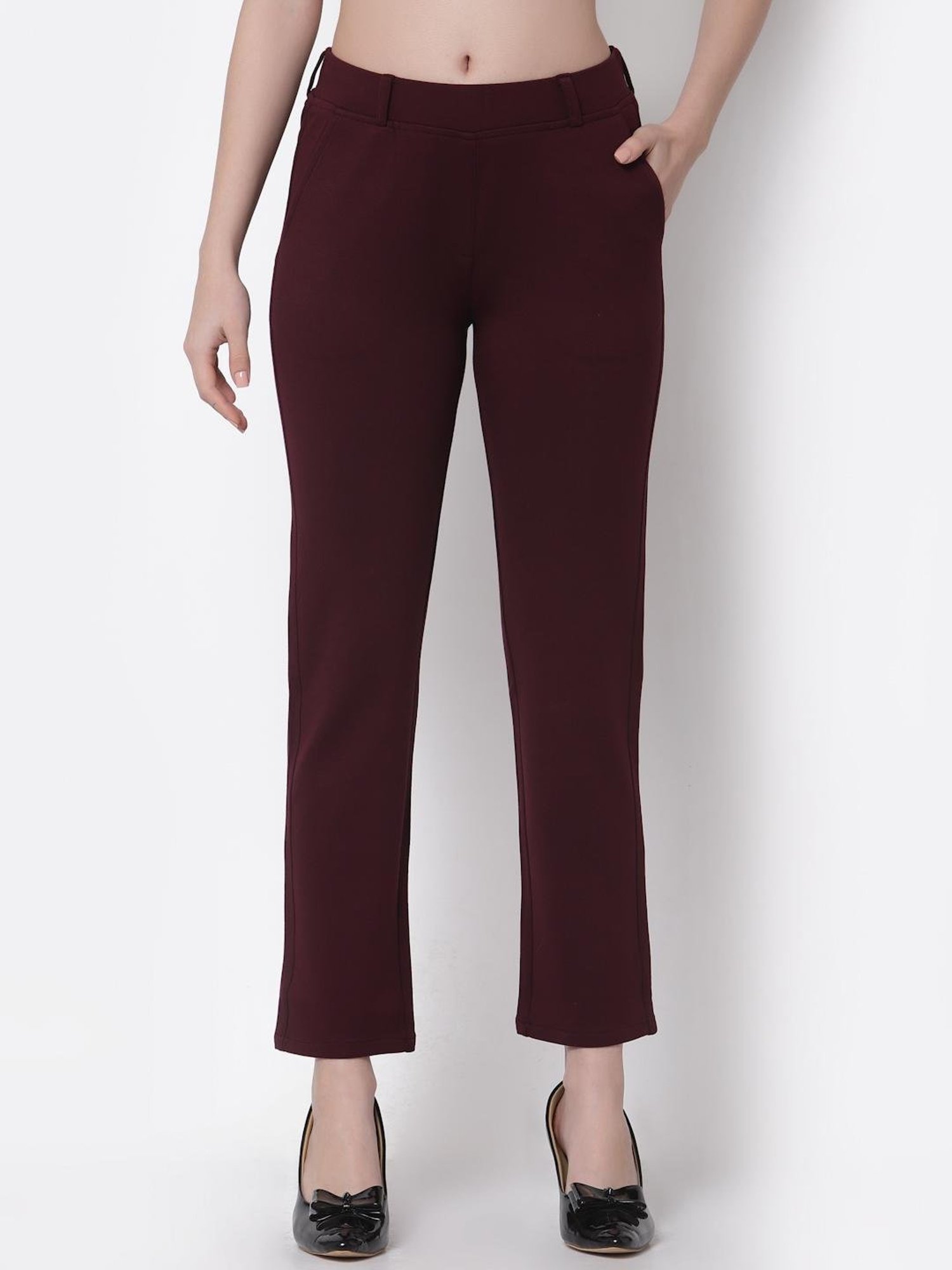 Westwood Maroon Straight Fit Jeggings