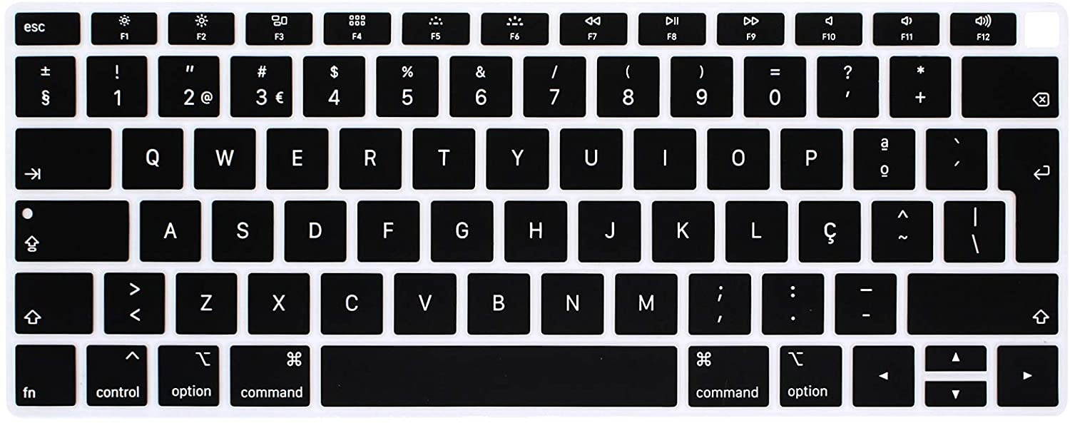 HRH Portuguese Language Silicone Keyboard Cover Skin for MacBook Newest Air 13 Inch 2018 Release A1932 with Retina Display and Touch ID,European Layout