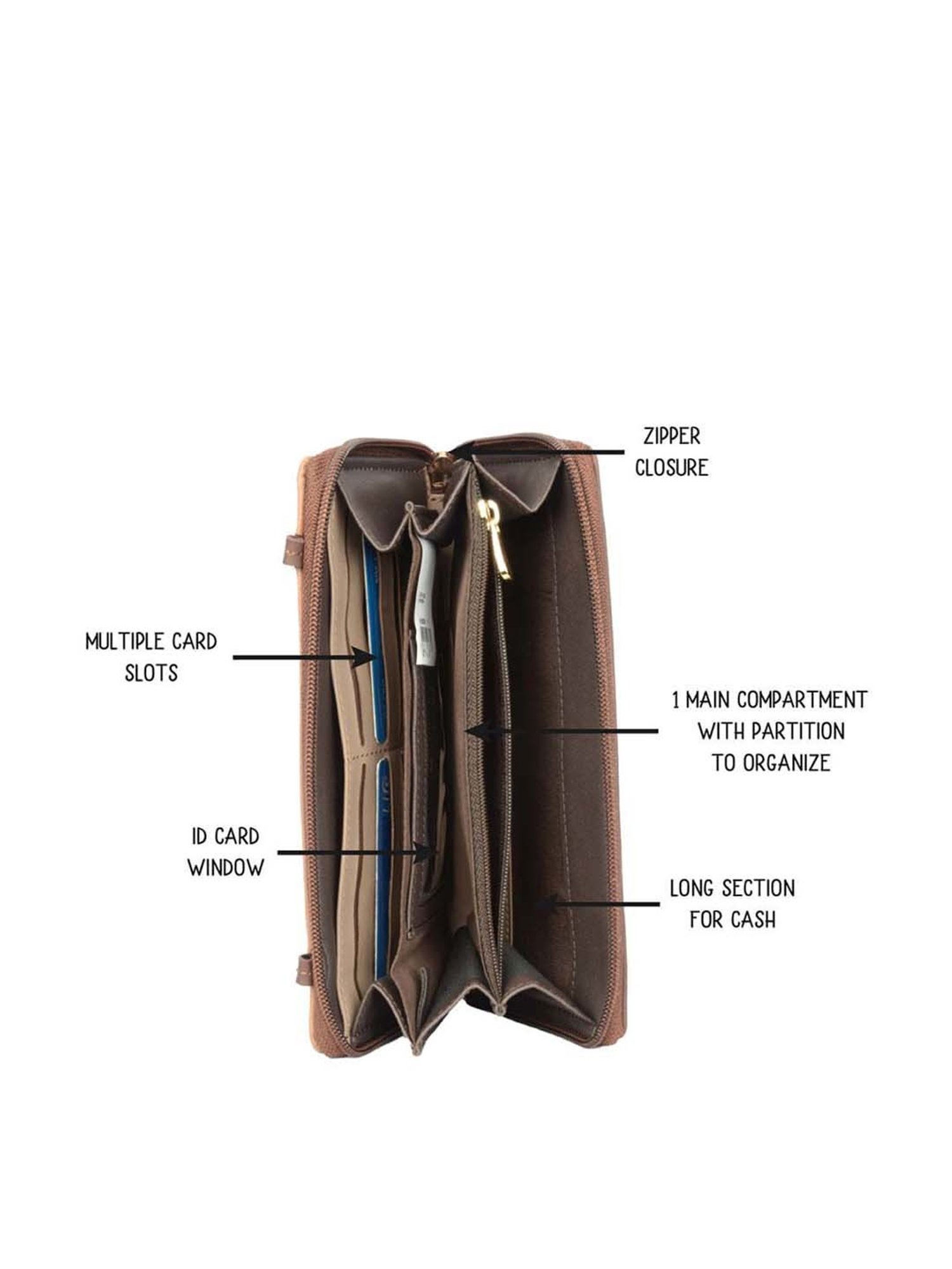 Baggit Brown Color Block Zip Around Wallet for Women