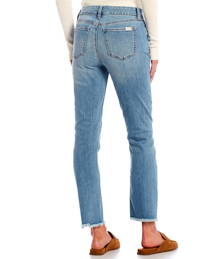 JEN7 by 7 for All Mankind Straight Leg Frayed Hem Ankle Jeans