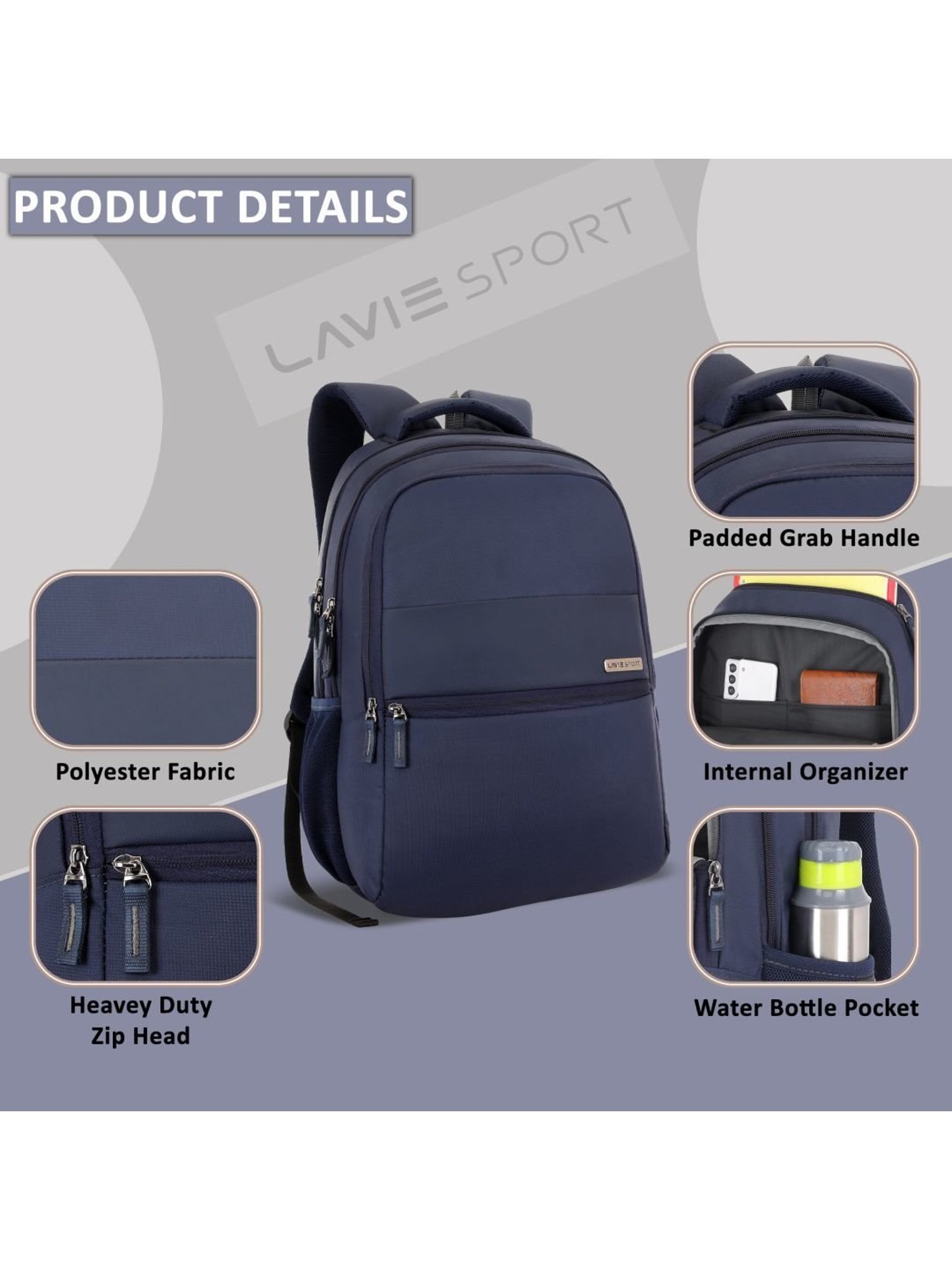 LAVIE SPORT Navy Solid Laptop Backpack