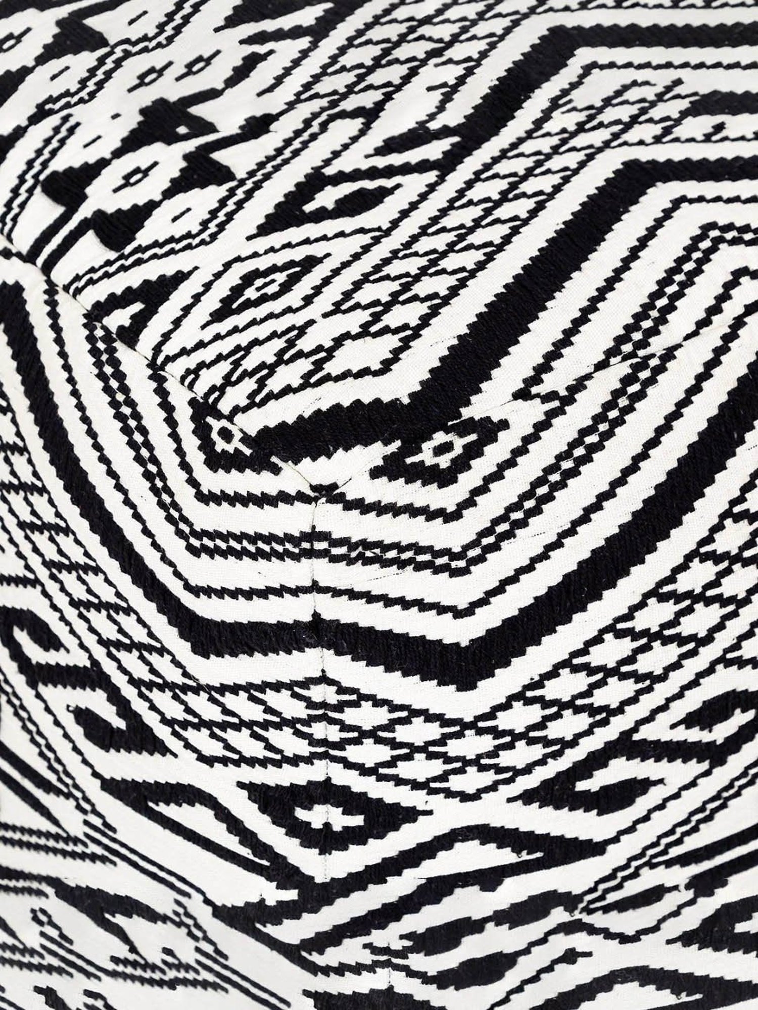 Home4U Enervee Woven Black & White Cotton Pouffe