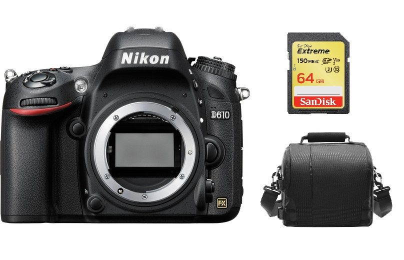 NIKON D610 Body + 64GB SD card + camera Bag
