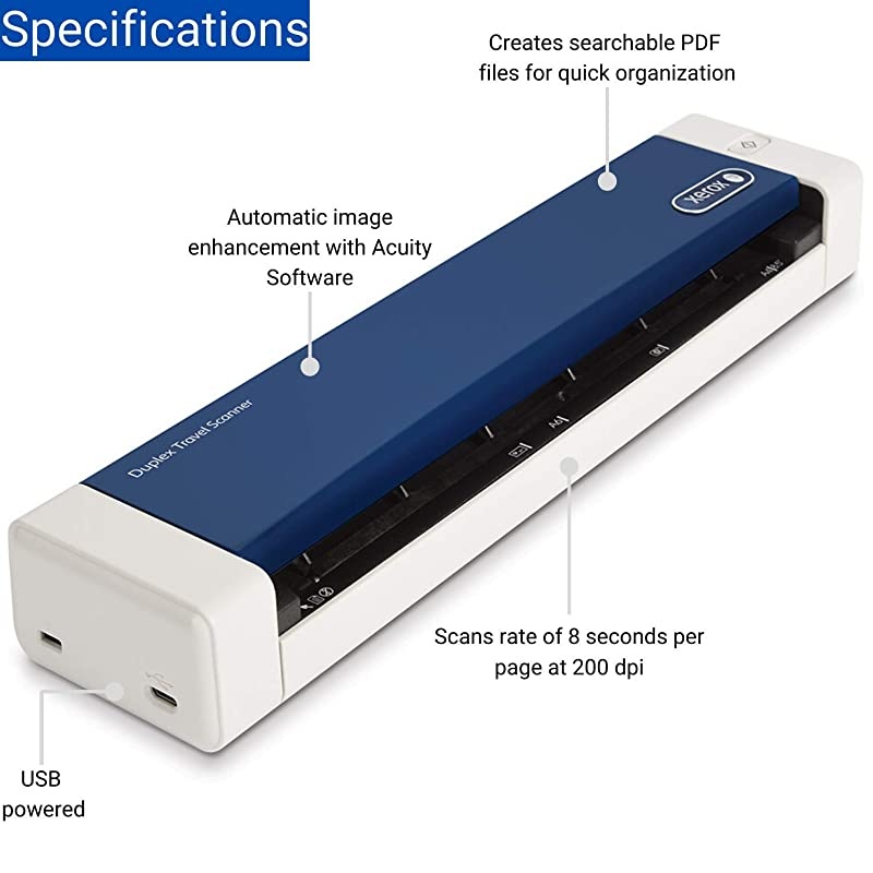 XTS-D Duplex Travel Scanner for PC and Mac, USB Powered Travel Scanner