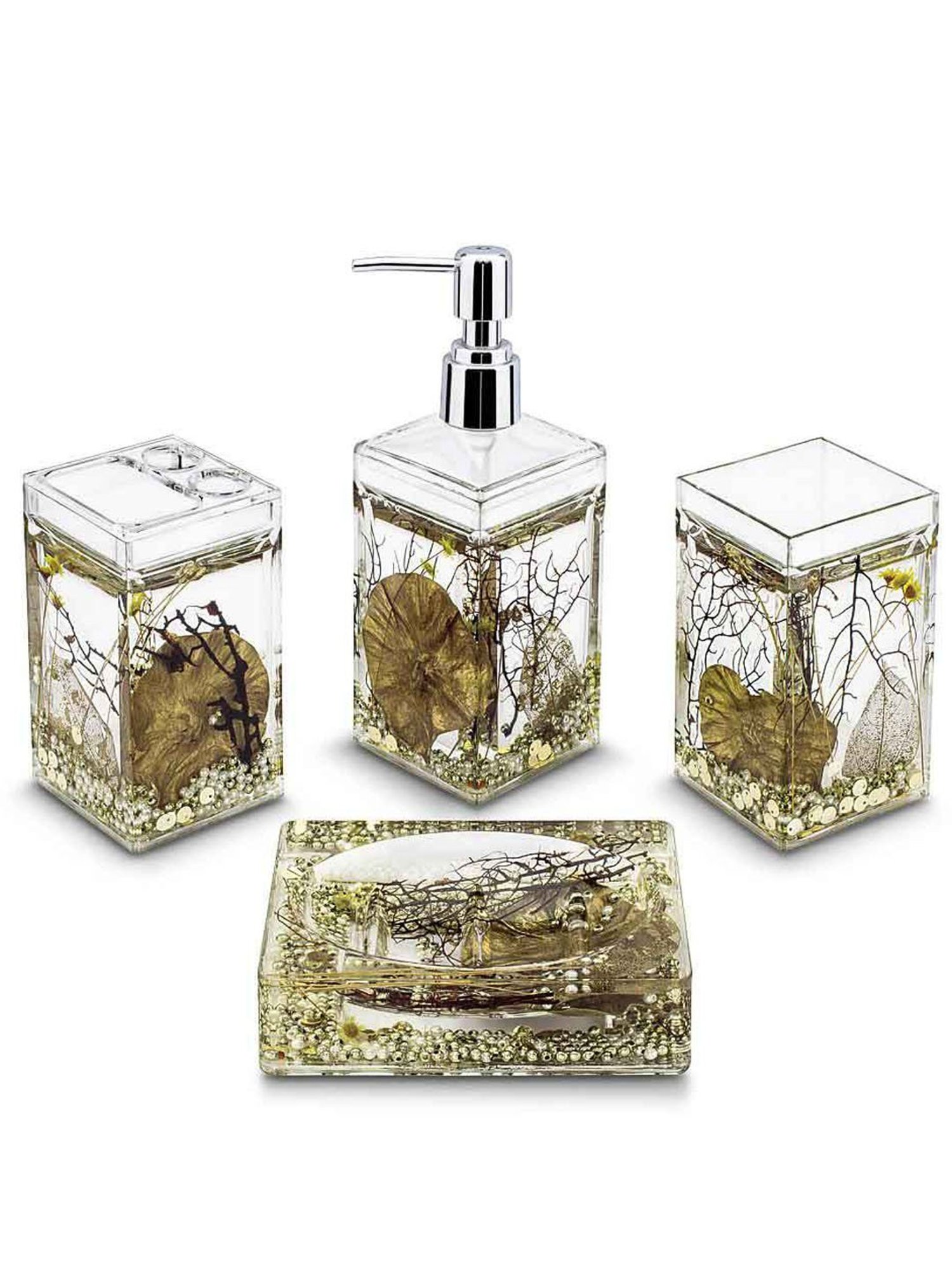 Freelance Gold Acrylic Set of 4 Bathroom Accessories