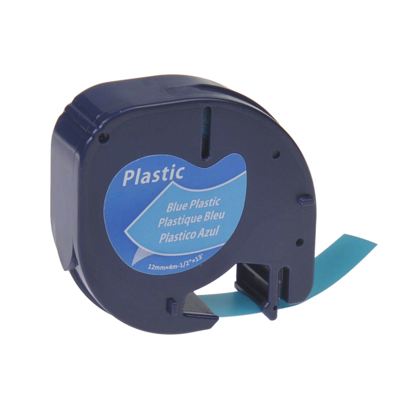 Black on Blue Plastic Label Tape for DYMO Letra Tag LT 91335 12mm 1/2" x 13