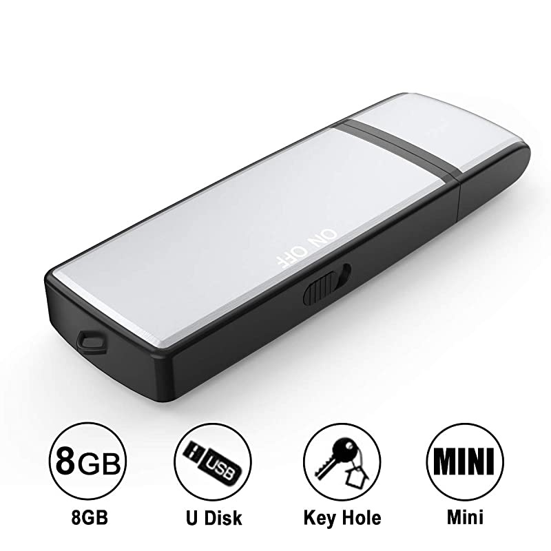Voice Recorder USB Flash Drive 128Kbps 8gb No Flashing Light When RecordingCompatible with WindowsMini Listening Devices Record