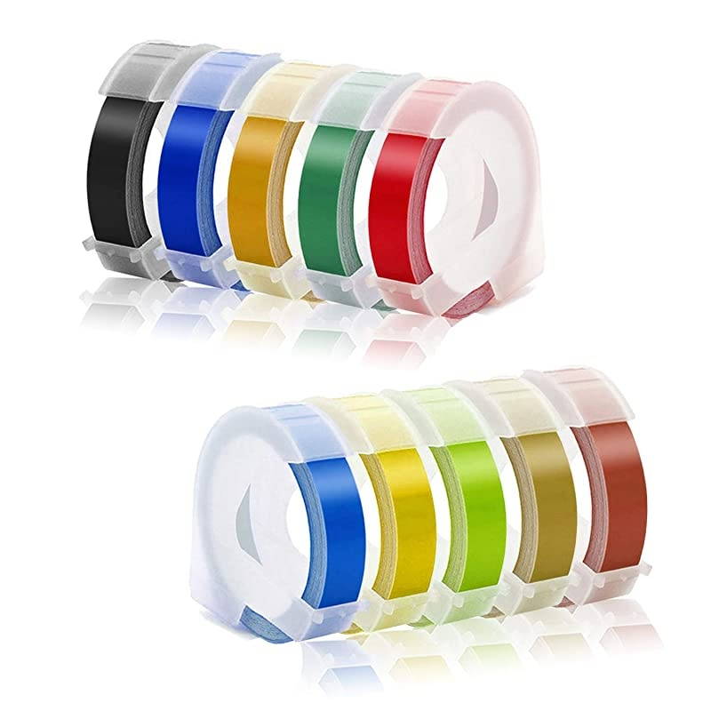 Tape Compatible with Dymo Label Maker, 3/8'' x 9.8' Colorful 3D Plastic Organizer Xpress Tape Compatible with Dymo Office Mate II and Old School Label Makers