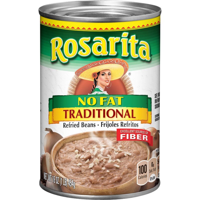 Rosarita Refried Beans, Traditional, No Fat, 16oz