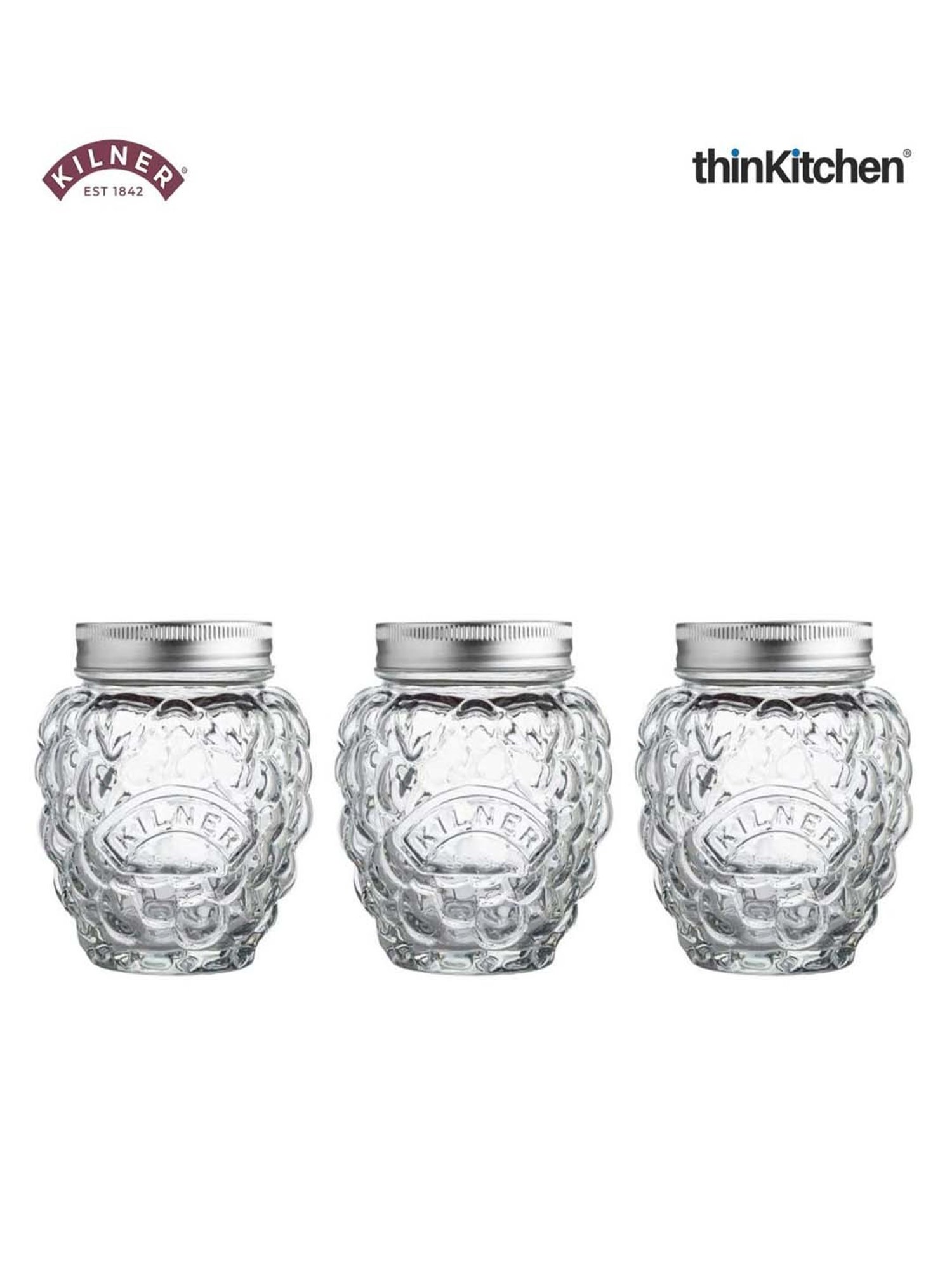 Kilner Transparent Glass Berry Fruit Preserve Jars (0.4 L) - Set of 3