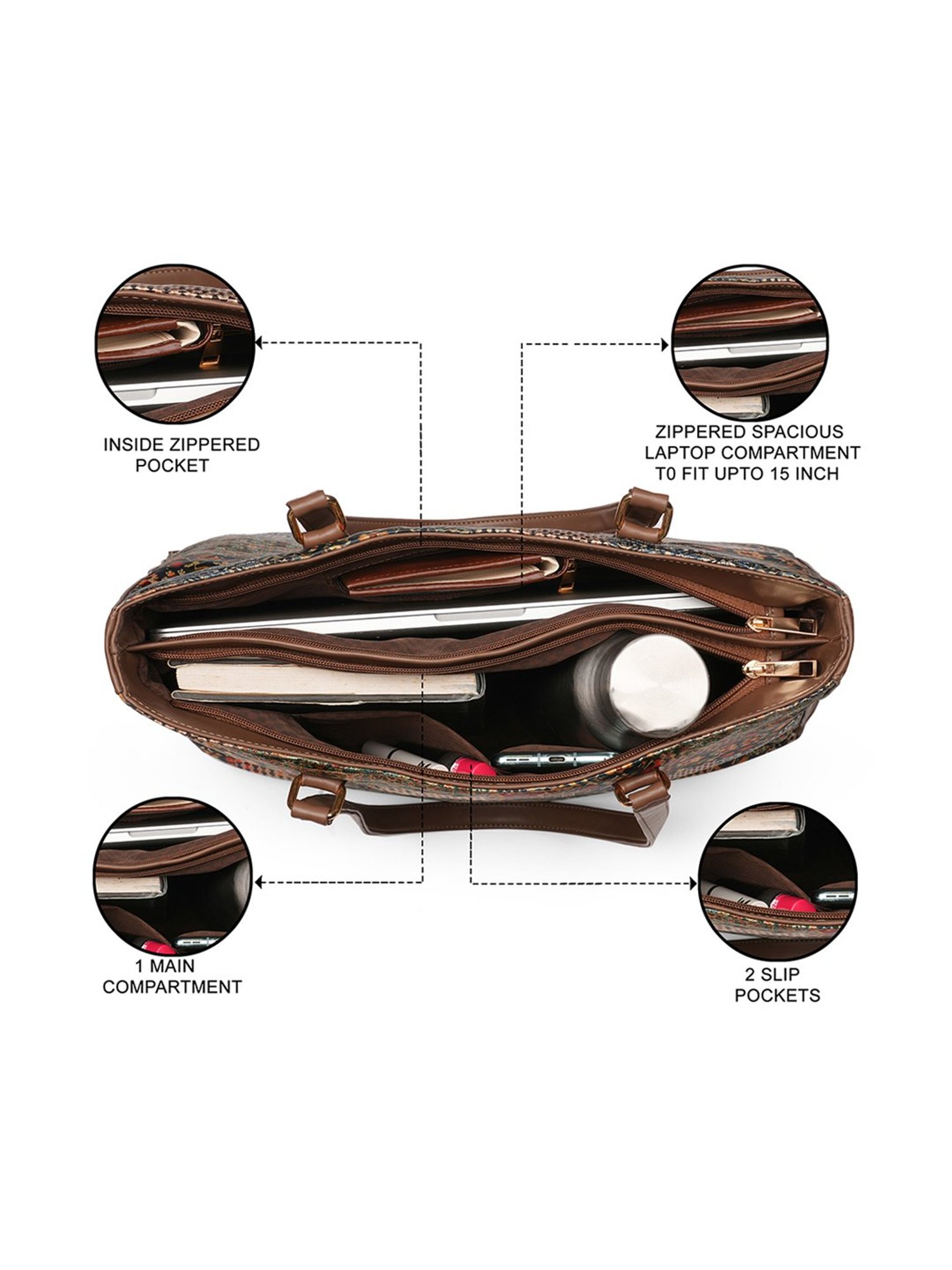 Glo By Globus Multi Ethnic Motifs Printed Medium Tote