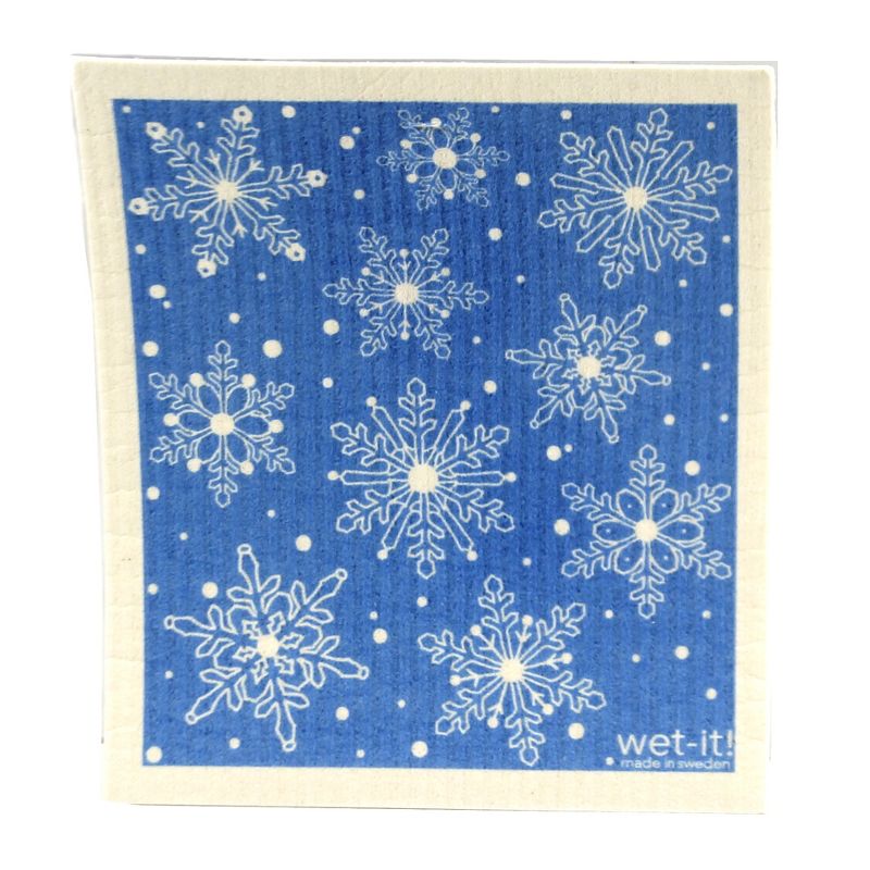 Swedish Dish Cloth 7.75" Winter Snow Tree Set Absorbent Cleaning Cloth Flakes  -  Dish Cloth