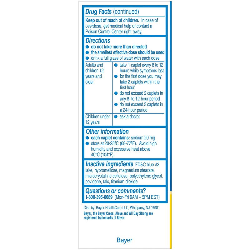 Aleve Acetaminophen Naproxen Caplets (NSAID) - 50ct