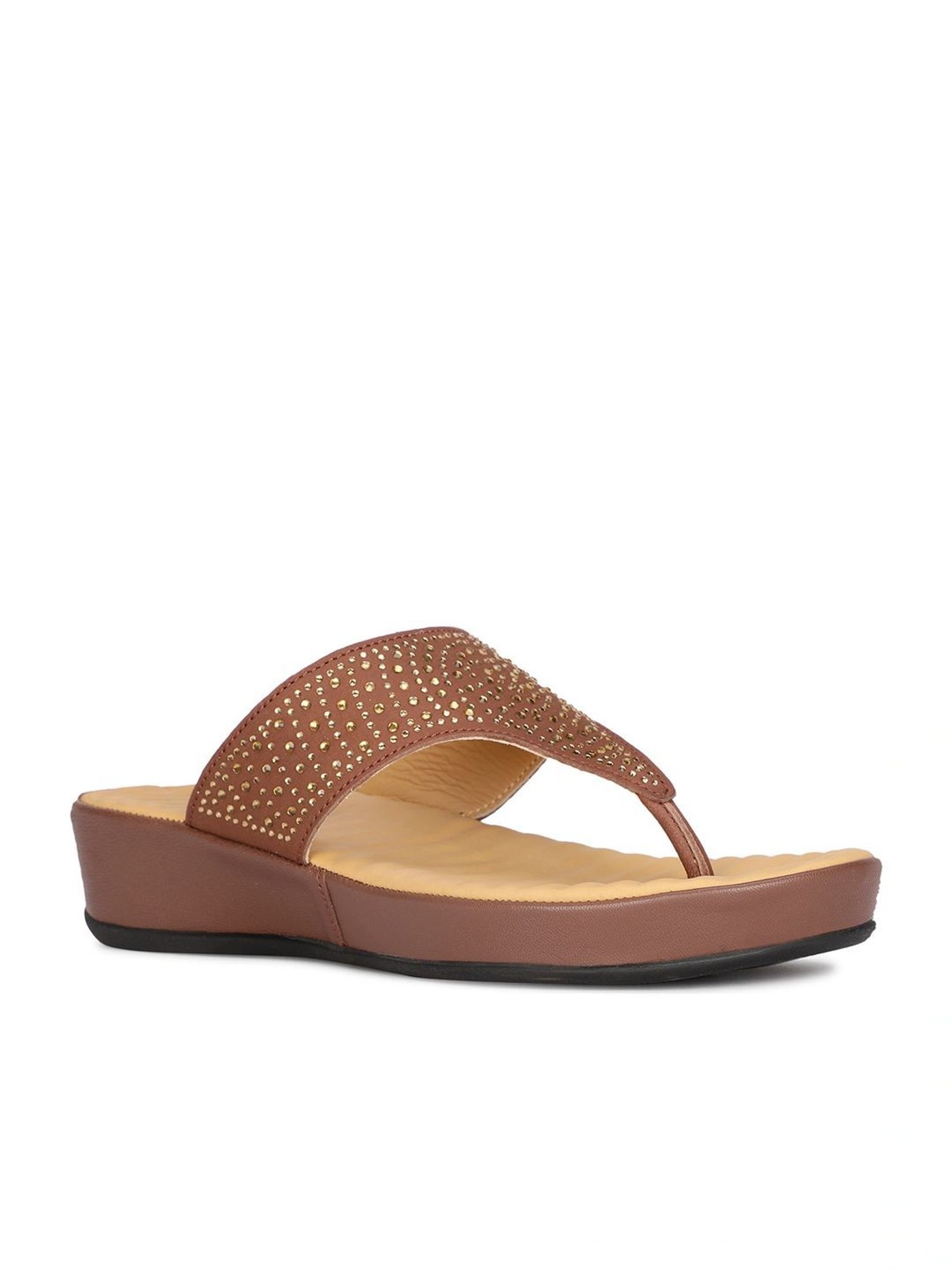 Scholl by Bata Women's POPPY Brown Thong Wedges