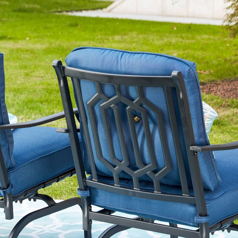 2pc Steel Patio Accent Chairs Blue - Lokatse