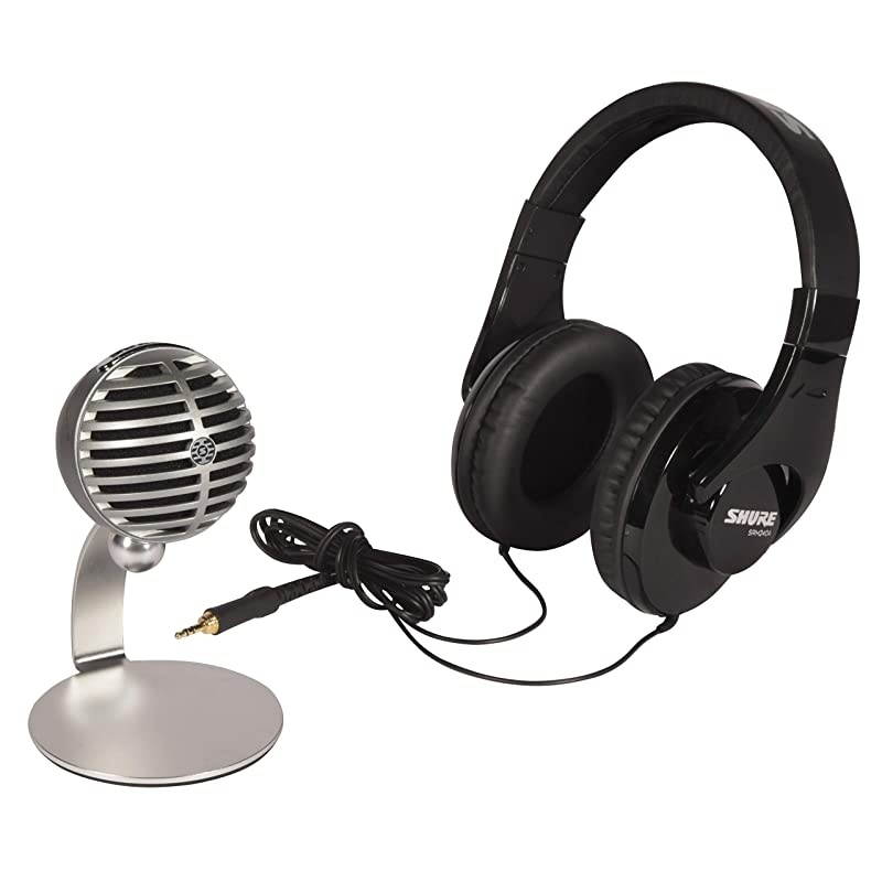 Mobile Recording Kit with SRH240A Headphones and MV5 Microphone including Lightning and USB Cables