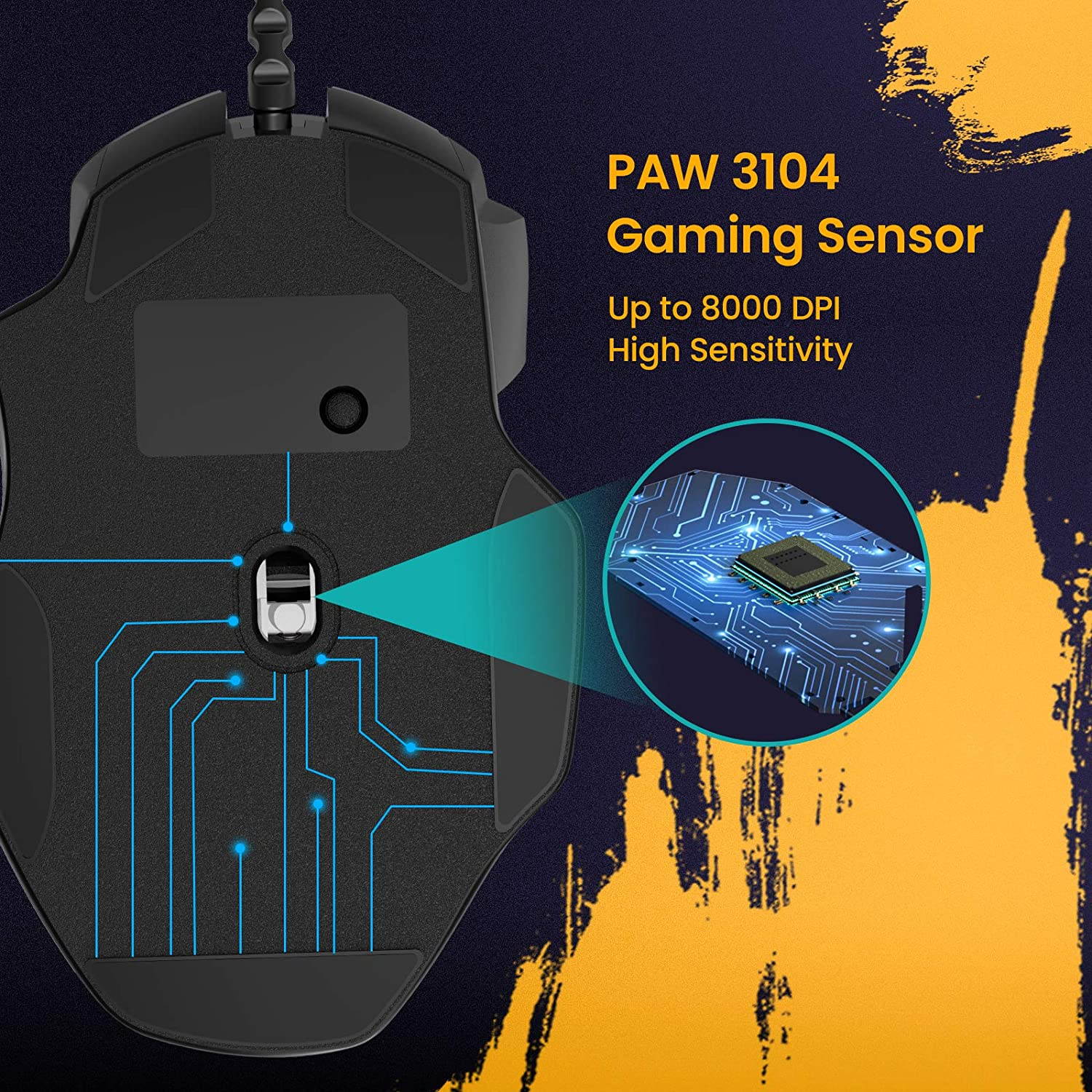 CUUWE Ergonomic Wired Gaming Mouse, 8 Programmable Buttons , 5 Levels Adjustable DPI up to 10000, Wired Computer Gaming Mice with 7 RGB Backlight Modes for PC, Laptop, MacBook