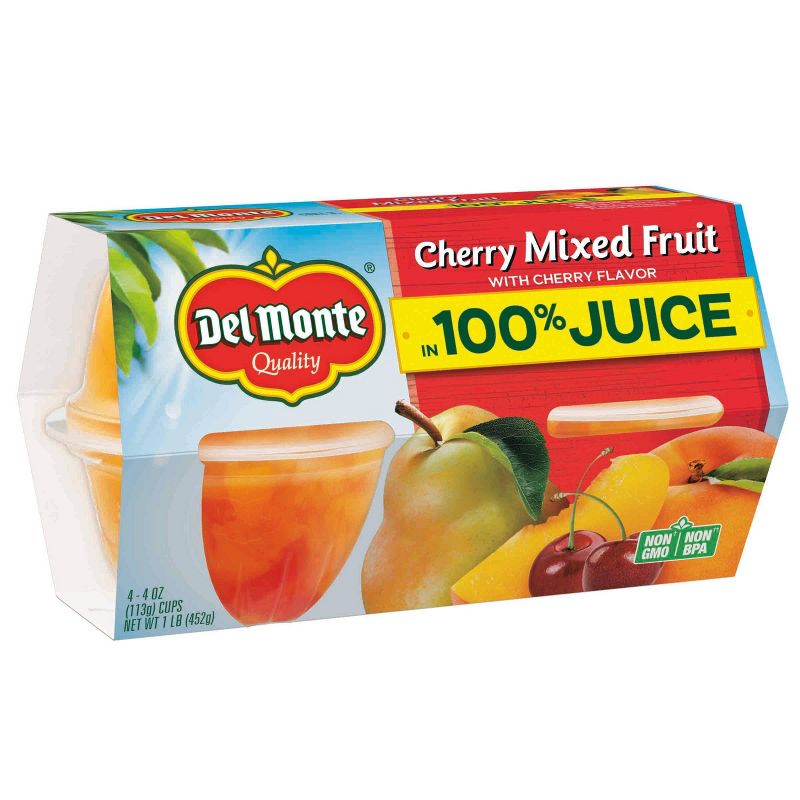 Del Monte Cherry Mixed Fruit Cups - 4ct