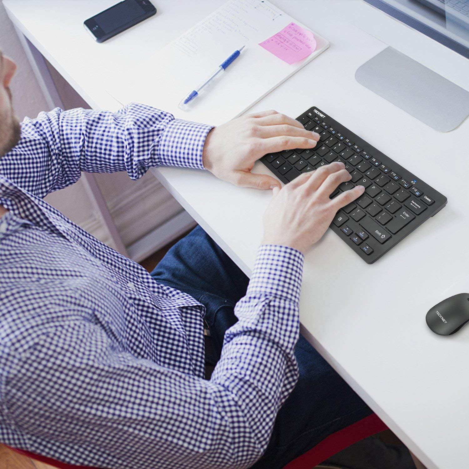 Wireless Keyboard, TeckNet Ultra Slim 2.4G USB Wireless Keyboard with Dedicated Hot Keys Design For Android Smart TV & Windows 10 8 7 XP Vista (US Keyboard Layout)