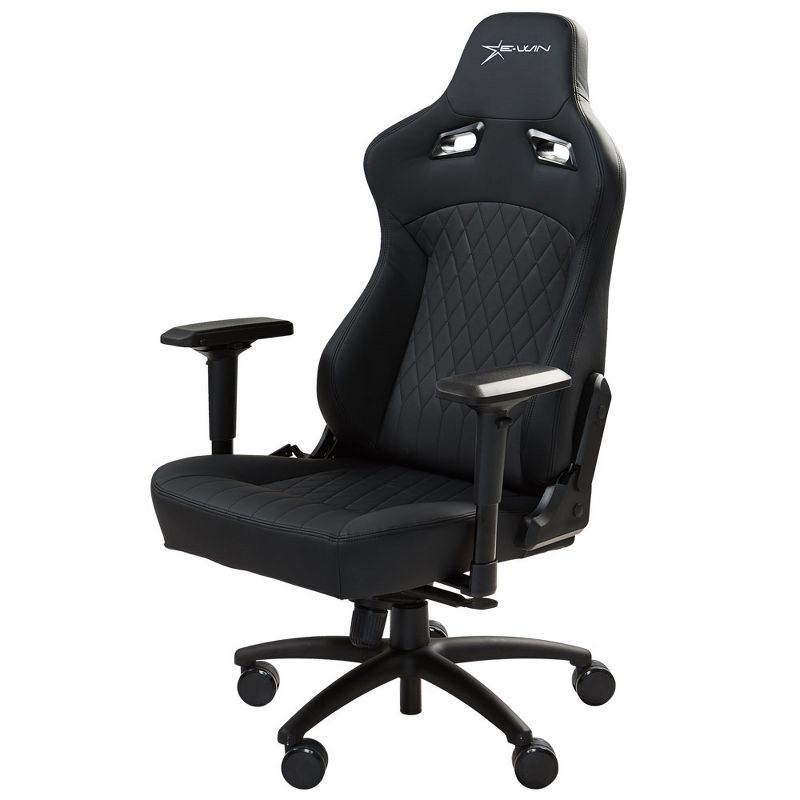 E-Win Flash XL Series Ergonomic Computer Gaming Home Office PU Leather Tall Back Chair with Pillows, Black