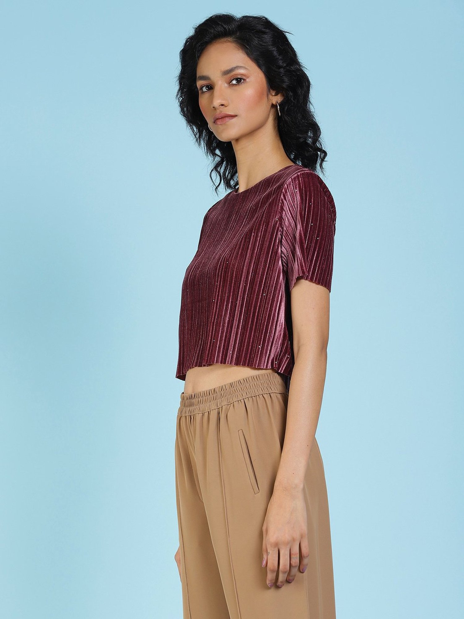 Label Ritu Kumar Dark Pink Crop Top