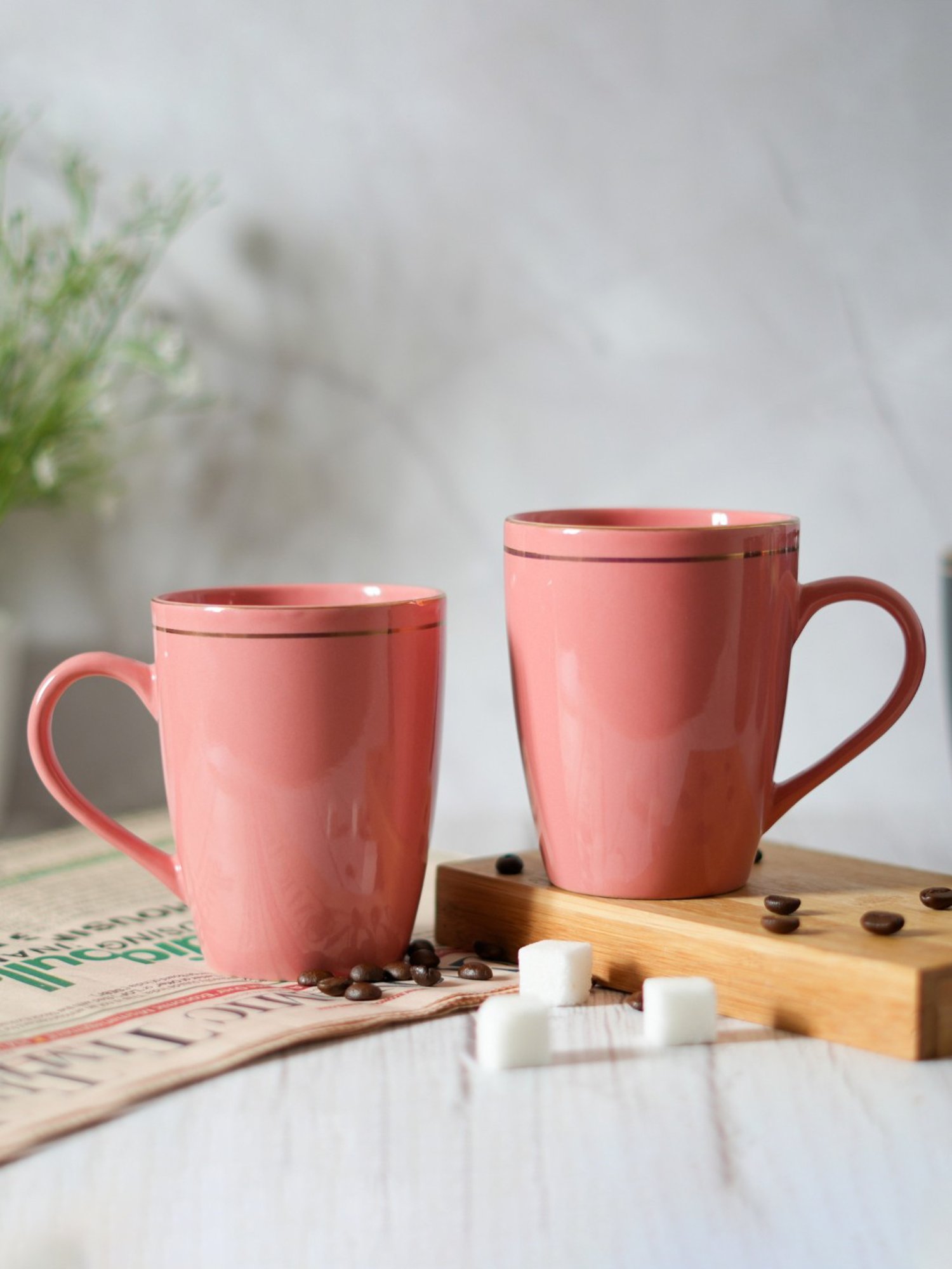 Femora India Peach Ceramic Coffee Mug - Set of 2