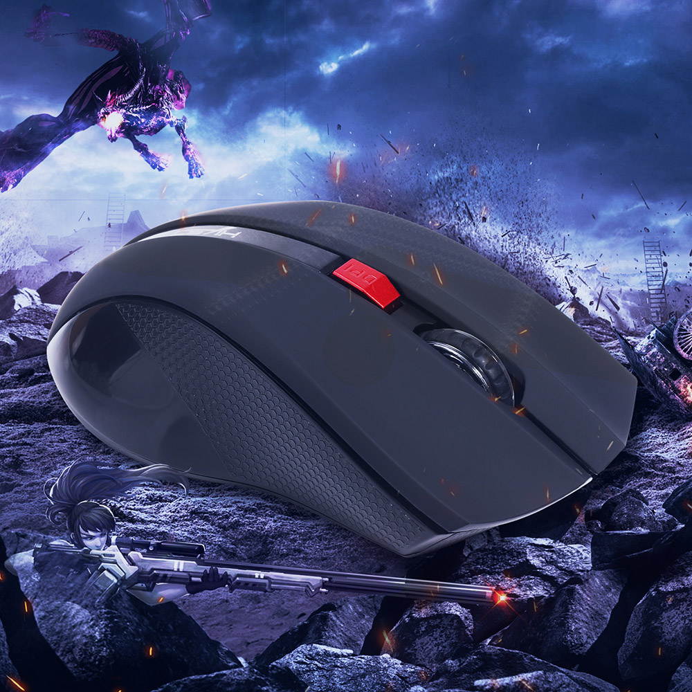 HXSJ Ergonomic Optical Office 2.4G Wireless Gaming Mouse Mice Adjustable 2400 DPI with 6 Buttons for Laptop PC Notebook Computer