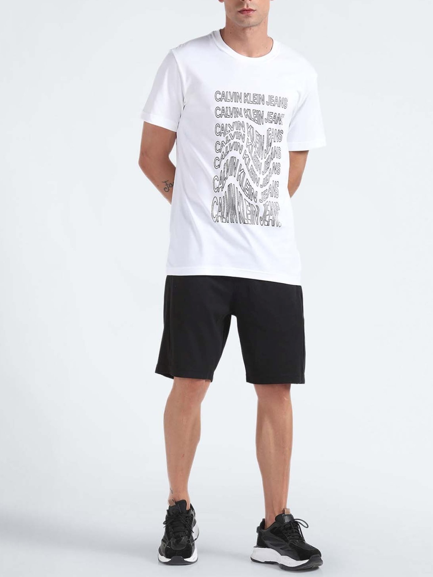 Calvin Klein Jeans Bright White Printed Regular Fit T-Shirt