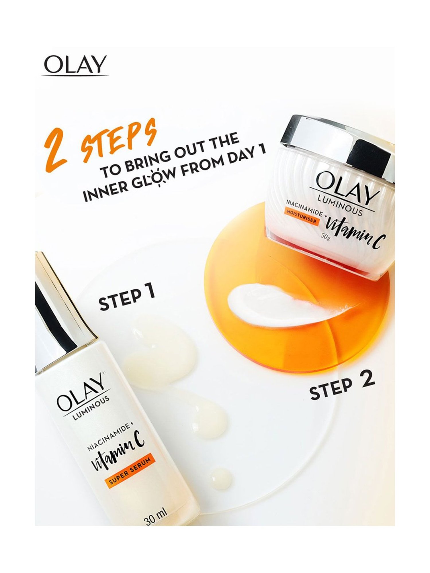 Olay Luminous Vitamin C Cream,with 99% pure Niacinamide - 50 gm
