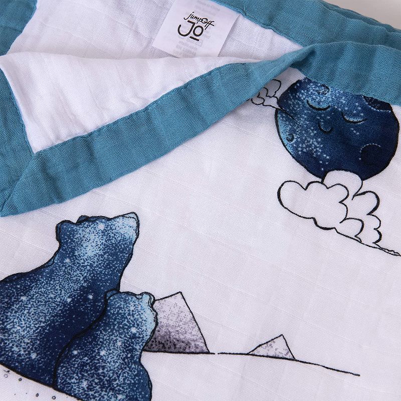 JumpOff Jo - Swaddle Baby Blanket - 47" x 47" - Bamboo and Cotton - Mama Bear in Blue