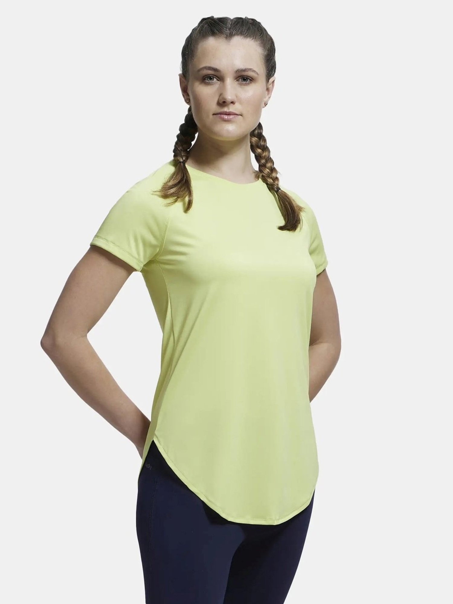 Jockey MW62 Women's Microfiber Relaxed Fit Solid Curved Hem Styled Half Sleeve T-Shirt