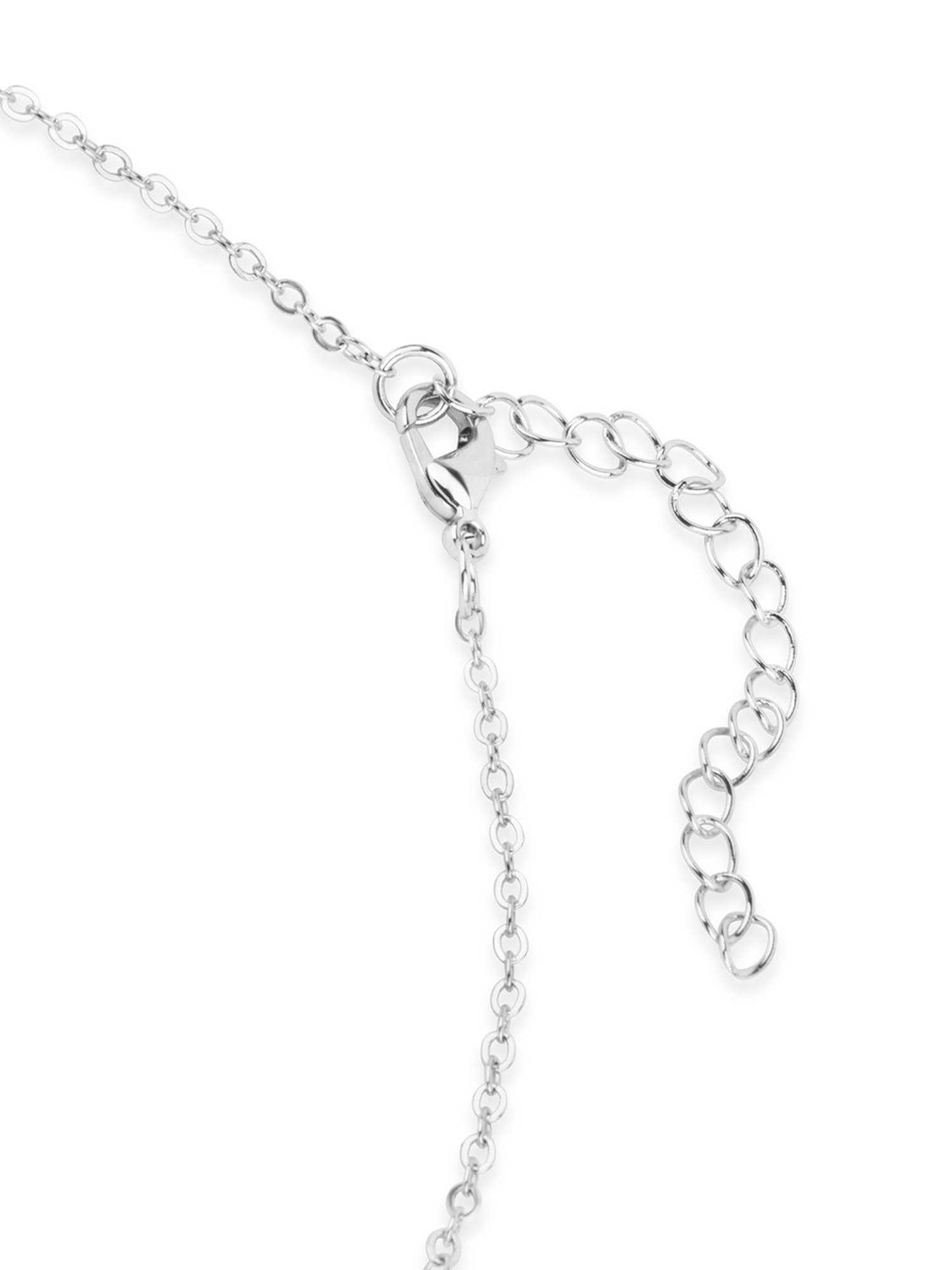 ToniQ Silver-Plated Rectangle Charm Necklace for Women