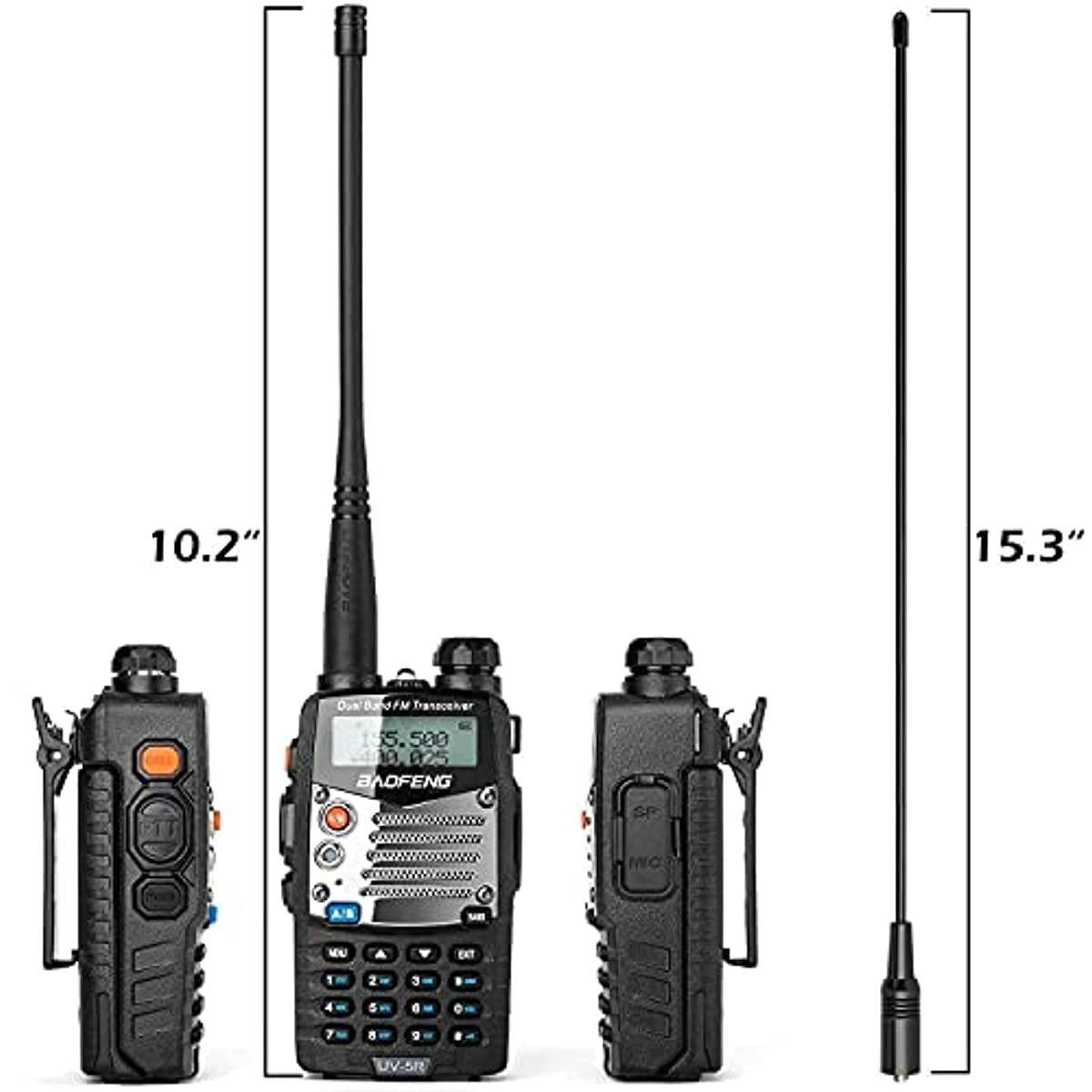 BaoFeng UV-5R 8W Ham Radio Walkie Talkie Dual Band 2-Way Radio with an Extra 3800mAh Battery Handheld Walkie Talkies with Baofeng Hand Mic and Programming Cable