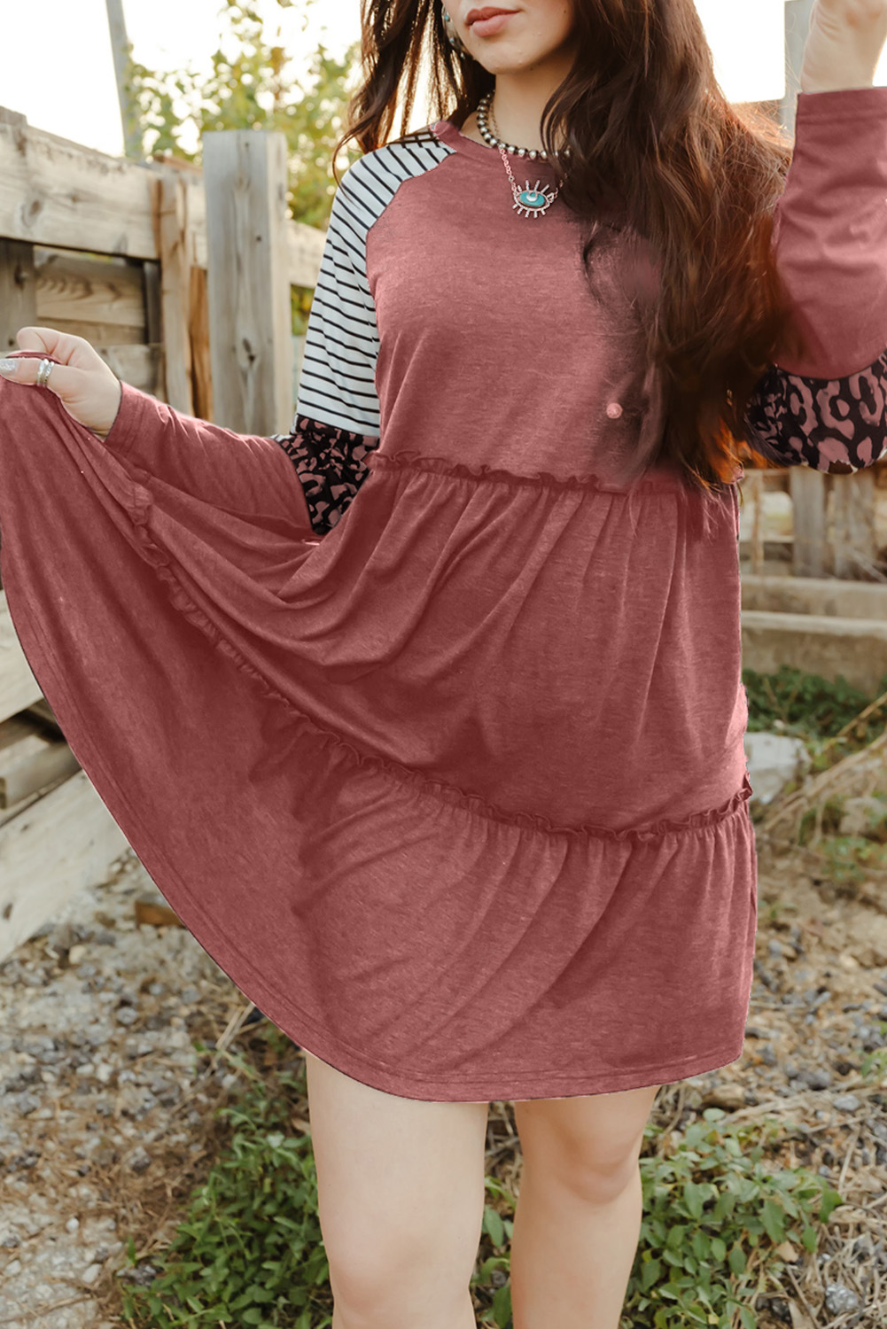 Cheetah Casual Long Sleeve Button Up Shirt Dress