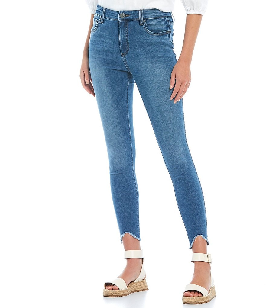 KUT from the Kloth Connie High Rise Fab Ab Fit Technique Curved Raw Hem Skinny Ankle Jeans