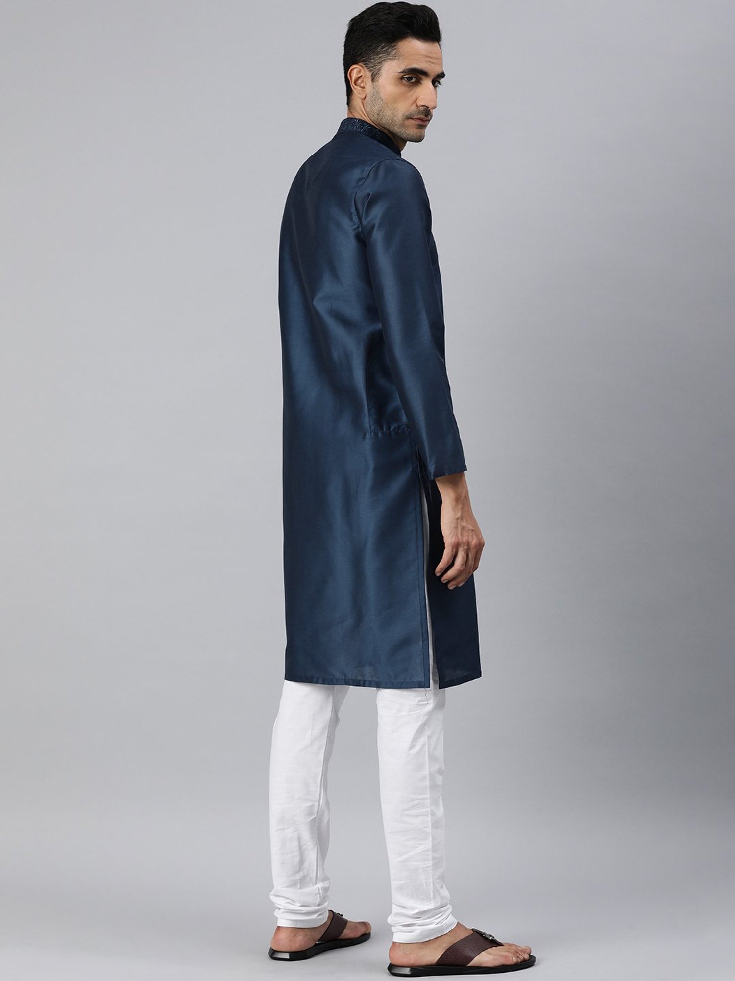 Manthan Blue & White Regular Fit Kurta & Churidar Set