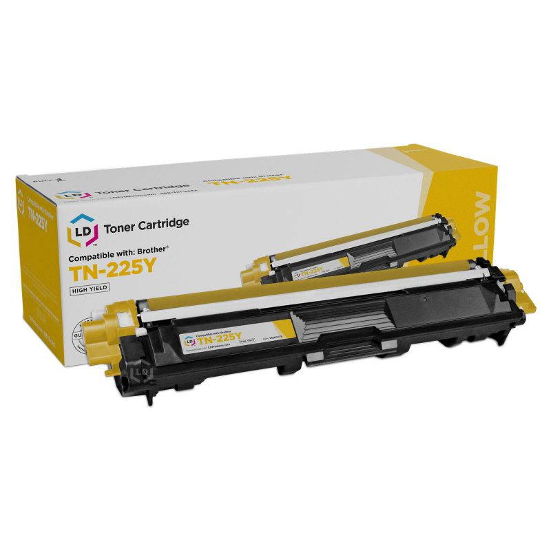 LD &copy; Compatible Replacement for Brother TN225Y High Yield Yellow Laser Toner Cartridge for use in Brother HL-3140CW, HL-3170CDW, MFC-9130CW, MFC-9330CDW, and MFC-9340CDW Printers
