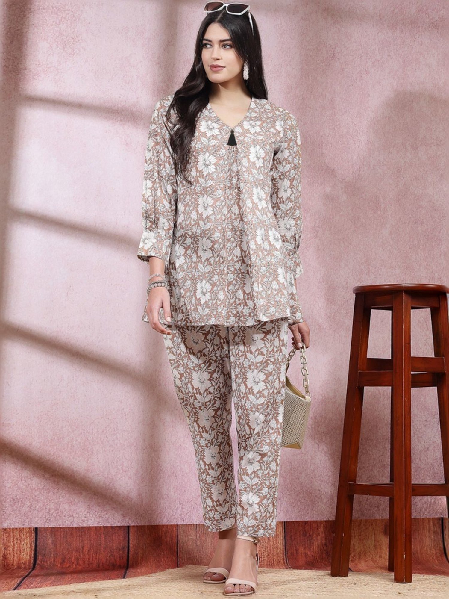 Melon by PlusS Blue Printed Shirt Pant Set