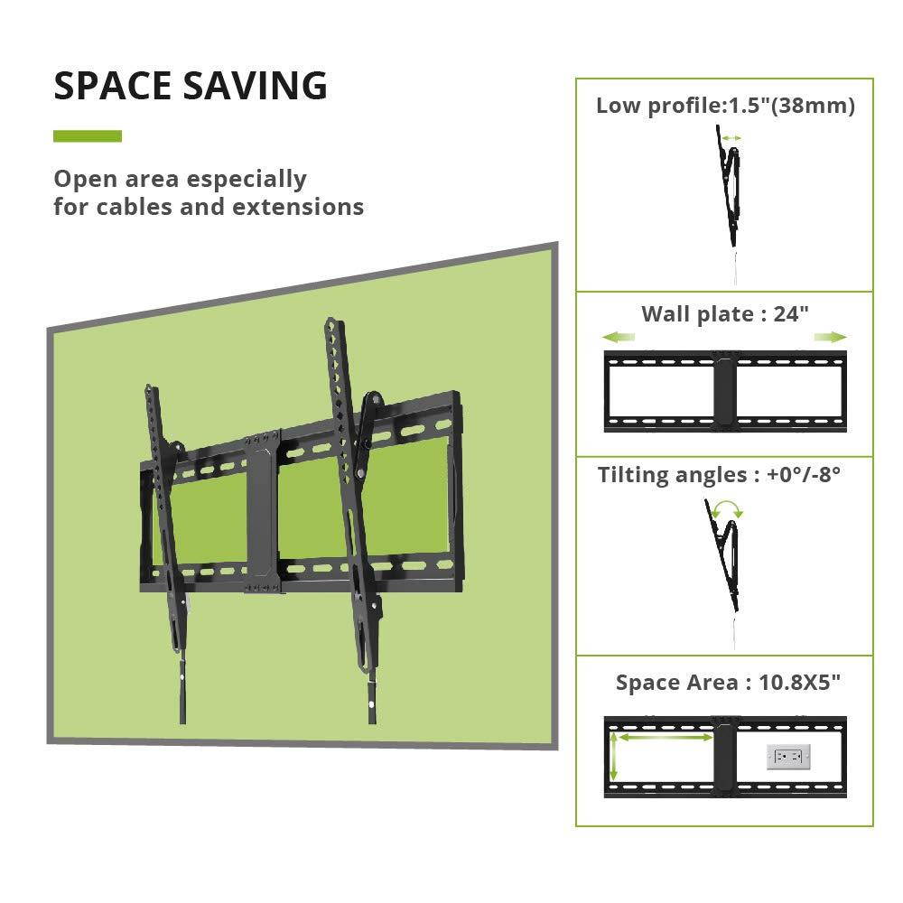 TV Wall Mount Tilting Brackets for Most 37"-70" LED 4K OLED Flat Screens, TV Mount with Max VESA 600x400mm and Weight Capacity 132lbs, Low Profile Space Saving for 16", 24" Stud by USX MOUNT