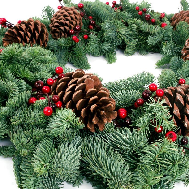 24" Live Fresh Cut Pacific Northwest Berry Fresh Wreath Decorated - Van Zyverden