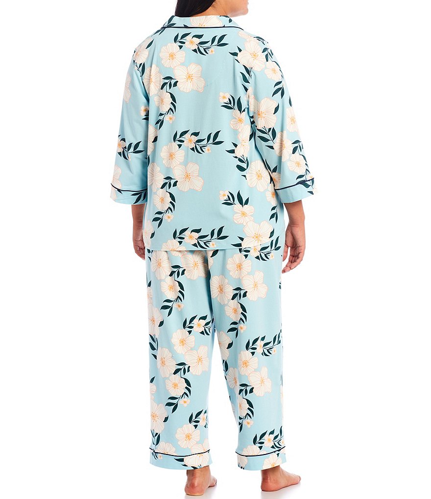 Bedhead Pajamas Plus Adrianna Floral Print Knit Cropped Coordinating Pajama Set