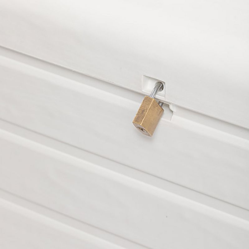 Toomax Z599E108 Foreverspring UV Weather Resistant Lockable Box Chest Bench for Outdoor Pool Patio Furniture and Deck Storage Bin, 70 Gallon (White)