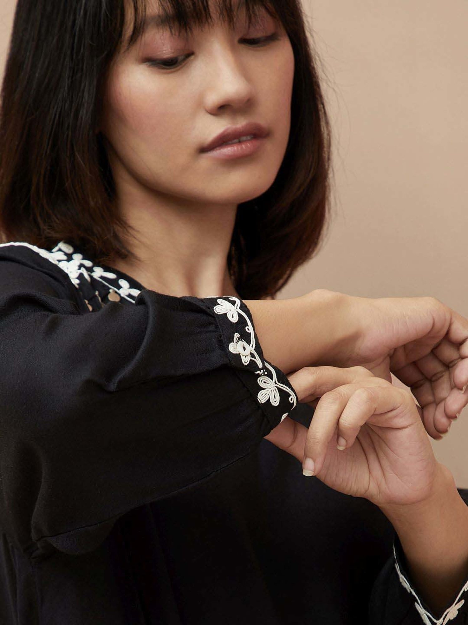 Colour Me by Melange Black Embroidered Top