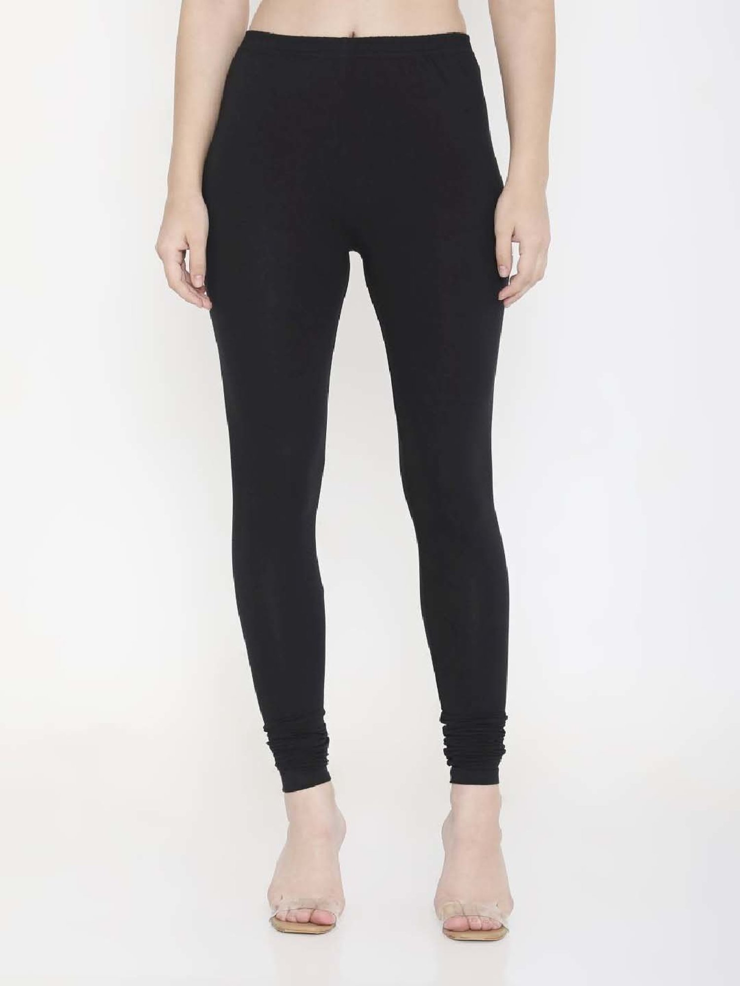 FEELINGS Black Plain Churidar Leggings