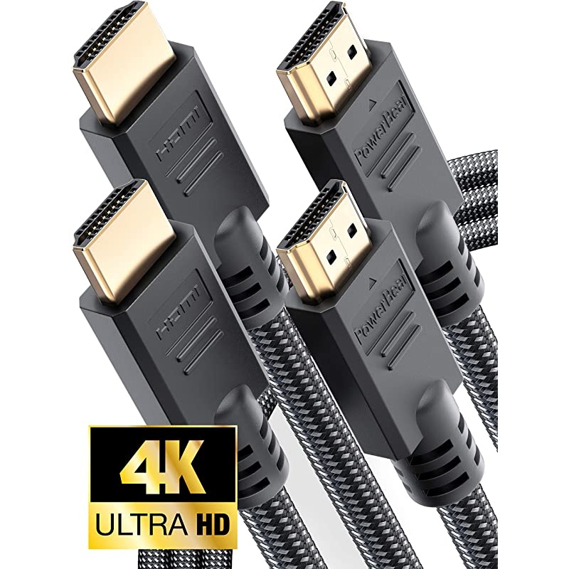 4K HDMI Cable 10 ft [2 Pack] High Speed, Braided Nylon & Gold Connectors, 4K @ 60Hz, Ultra HD, 2K, 1080P Compatible | for Laptop, Monitor, PS5, PS4, Xbox One, Fire TV, Apple TV & More