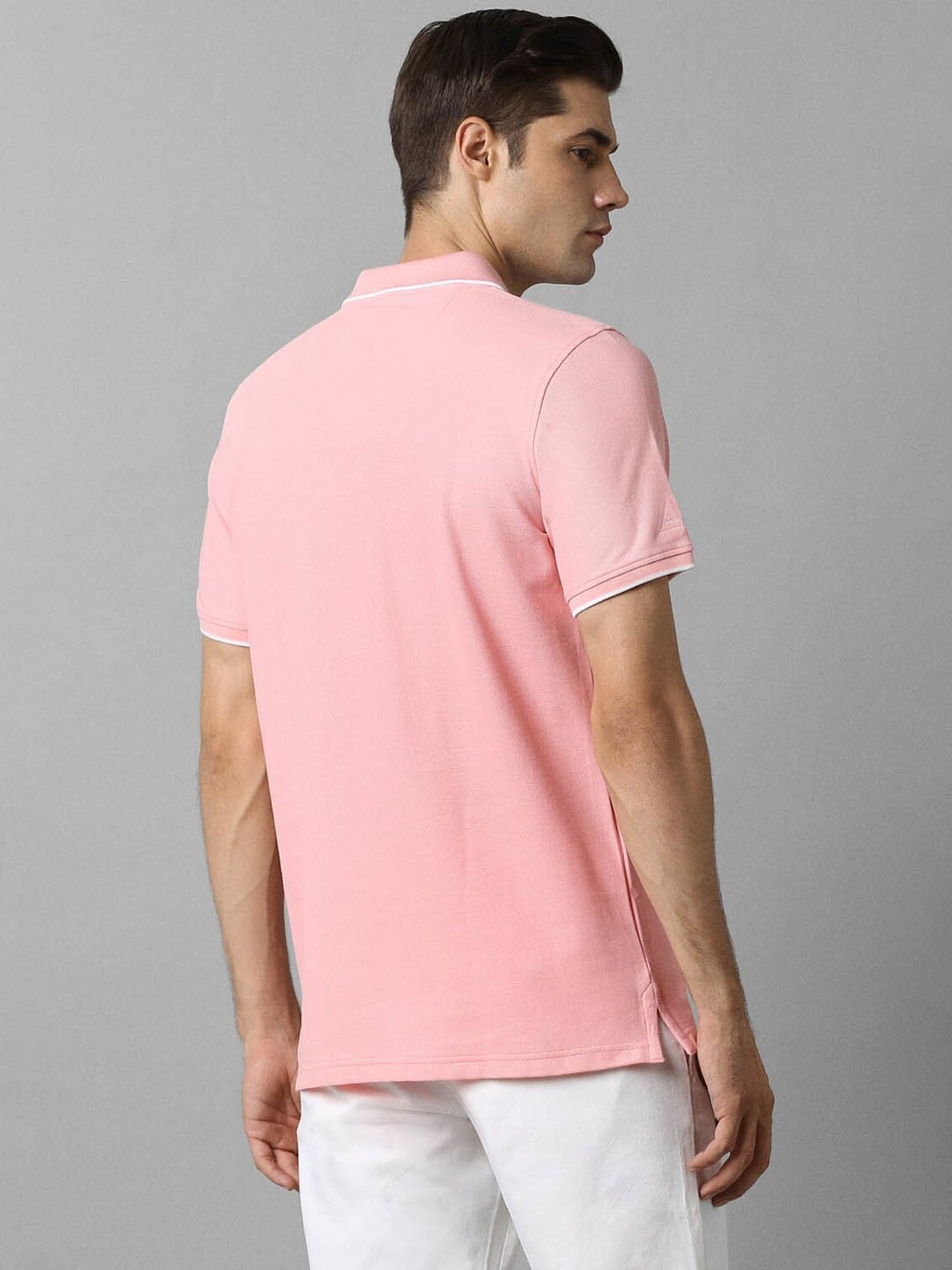 Louis Philippe Sport Pink Cotton Slim Fit Polo T-Shirt
