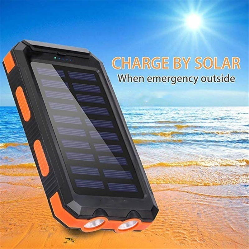 2021 the Lastest 10000mAh Solar Waterproof Power Bank With Dual USB SOS LED FlashLights Battery Pack For All Type Phones