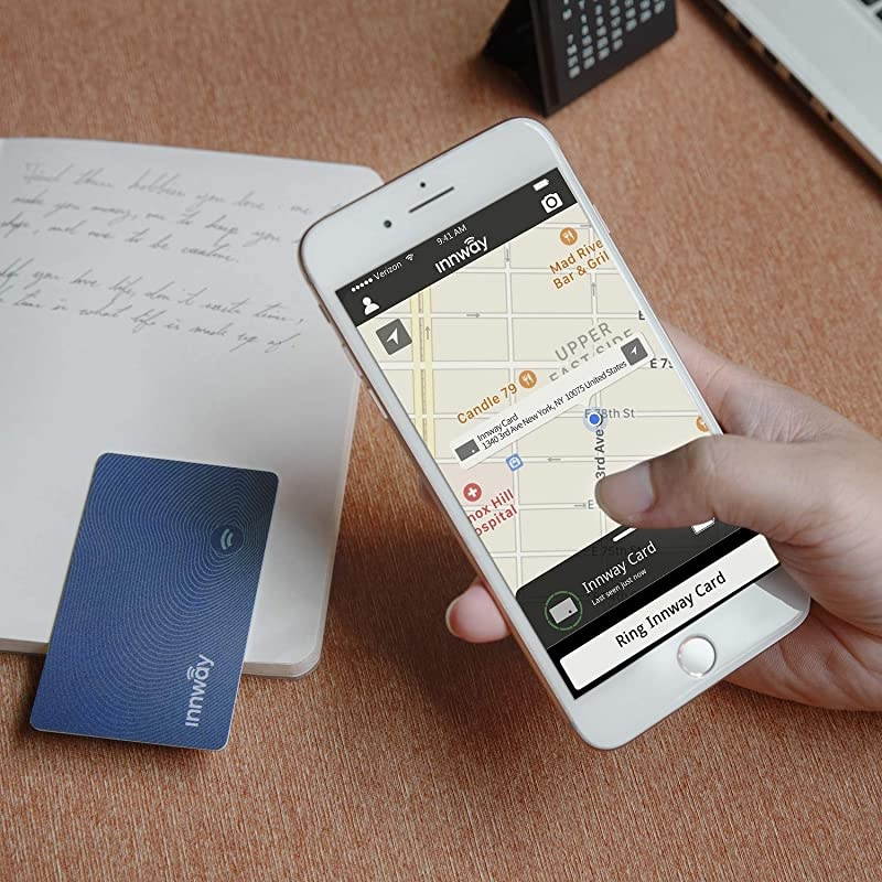 Card Ultra Thin Rechargeable Bluetooth Tracker Finder Find Your Wallet Bag Backpack Keys LaptopTabletBlue